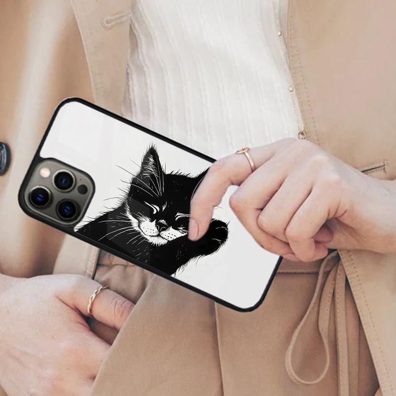 Schwarze Katzen Tinte Niedliches Haustier Hexe Kunst Magnetische Handyhülle Für APPLE iPhone 17 Air 16 14 13 12 Pro Max 15 Plus Kabellose MagSafe Abdeckung