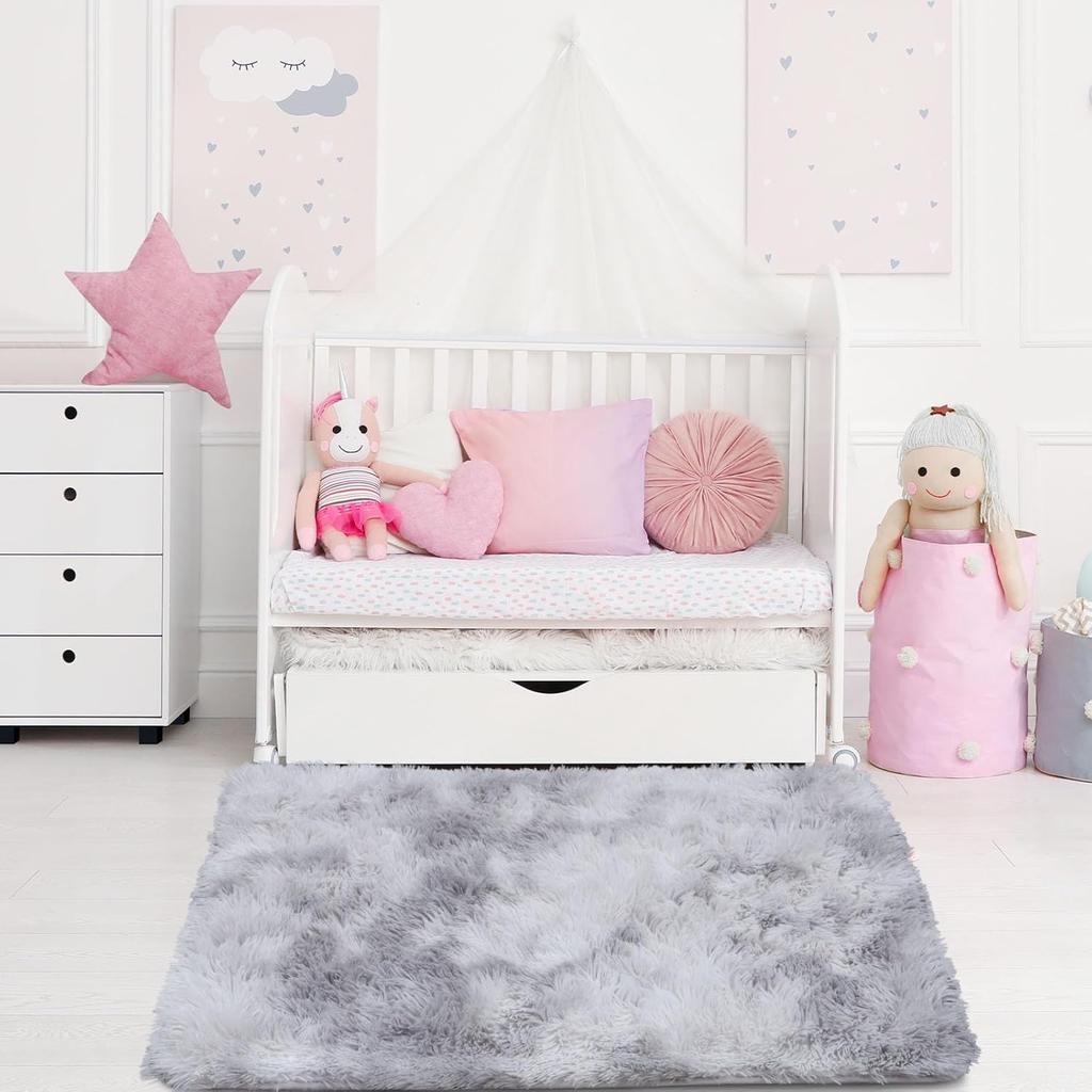 Tie-dye Plush Carpet 40x60cm Home Soft Area Rug Girls Bedroom Bed Blanket Children's Room Decoration Non-Slip Floor Mat