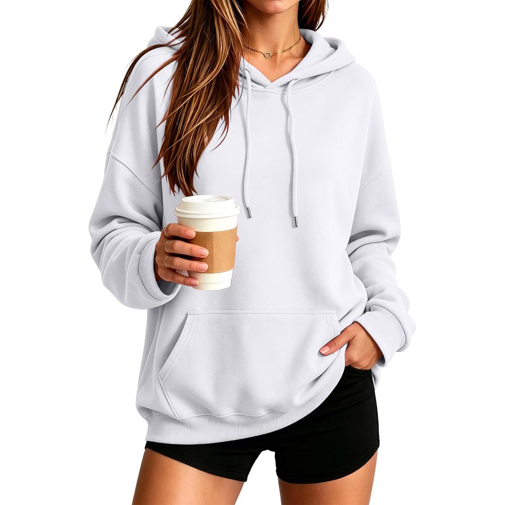 Unisex Hoodie Color Long Sleeve Loose Fit Plus Size Casual Pullover