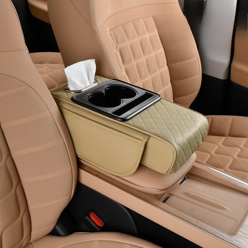 Auto Center Console Armrest Cushion With 2 Cup Holder Armrest Heightening Pad Auto Amrest Pillow Cover Pad for All Seasons