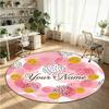 Other Art (199) Theme Round Crystal Velvet Rug Custom Name Text Personalized Floor Mat Home Decor Non Slip Crystal Carpet
