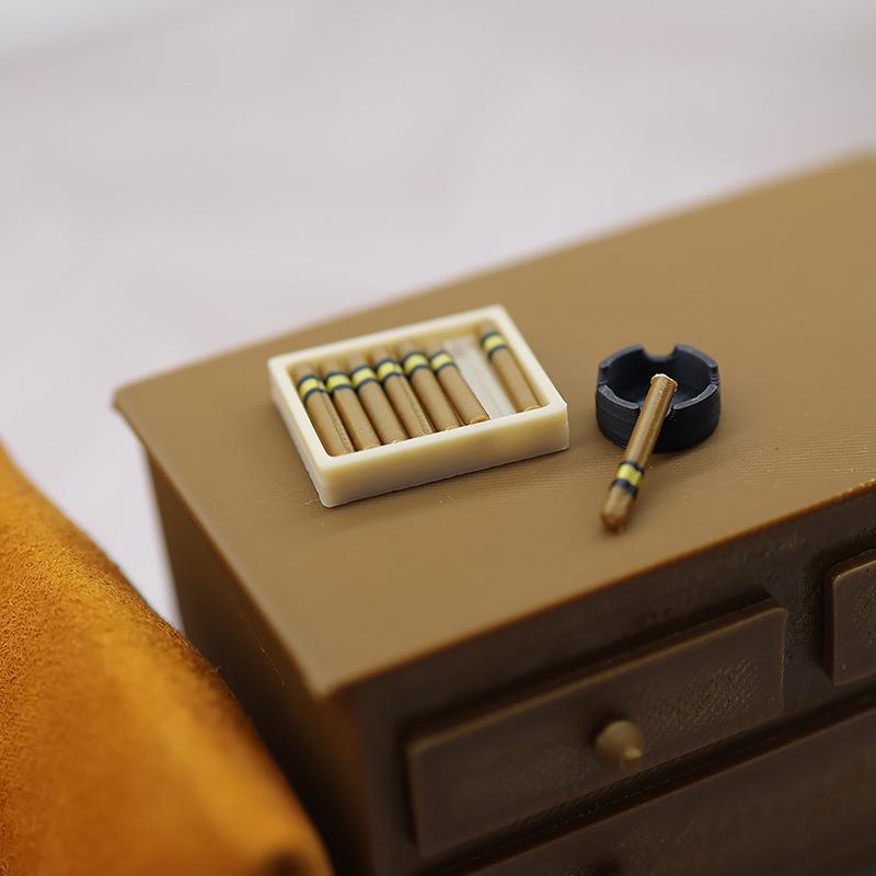 1 Set Hayali Oyun Oyuncakları 1/12 Bebek Evi Simülasyon Puro Küllük Seti Model Mini Sigara Süsü Bebek Evi Dekor Aksesuarları