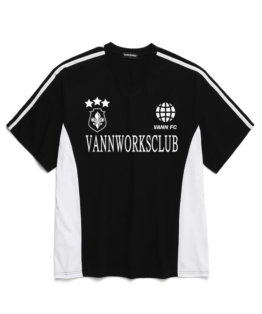VANNWORKS Sporty Blockcore V-Neck Short Sleeve T-Shirt (Vs0033) Black