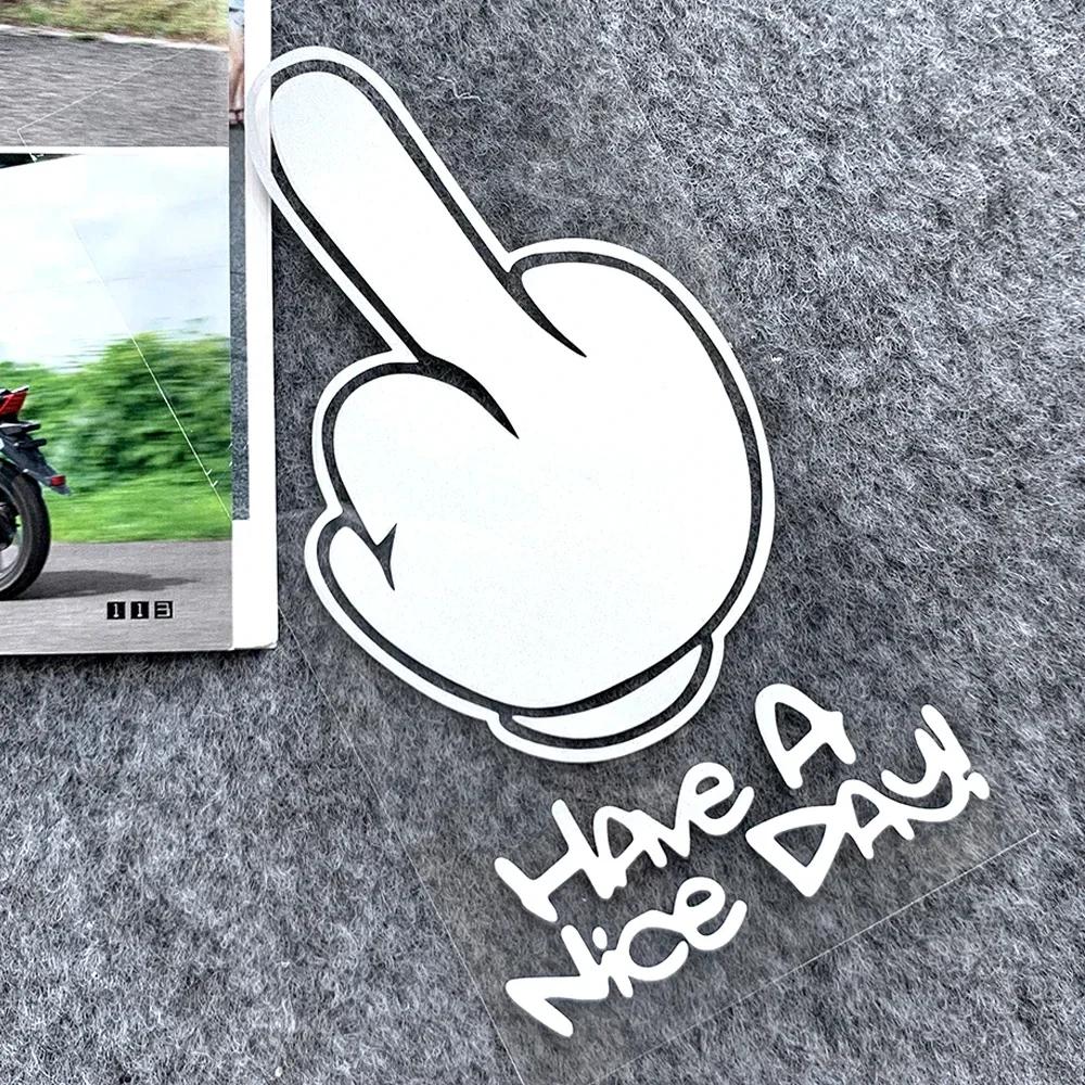 Middle Finger Refletor Moto Stickers Motorcycle Accessories Decals for Honda PCX125 Yamaha R1 Kawasaki z900 'HAVe A Nice DAY ! '