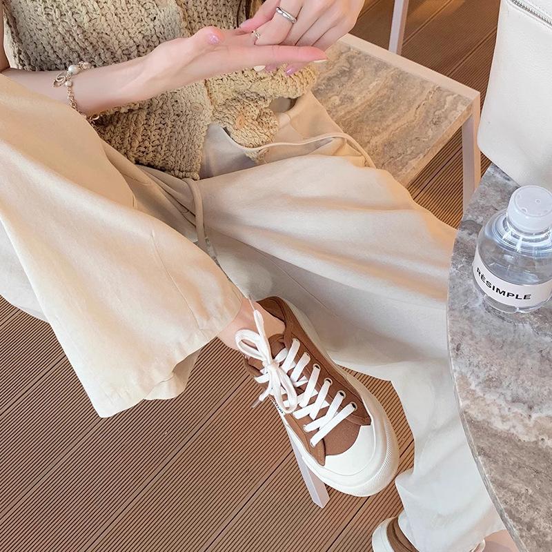 Grape mother studiolee~ 2025 new autumn small round head can be stepped on heel lace-up low-top casual style canvas shoes women