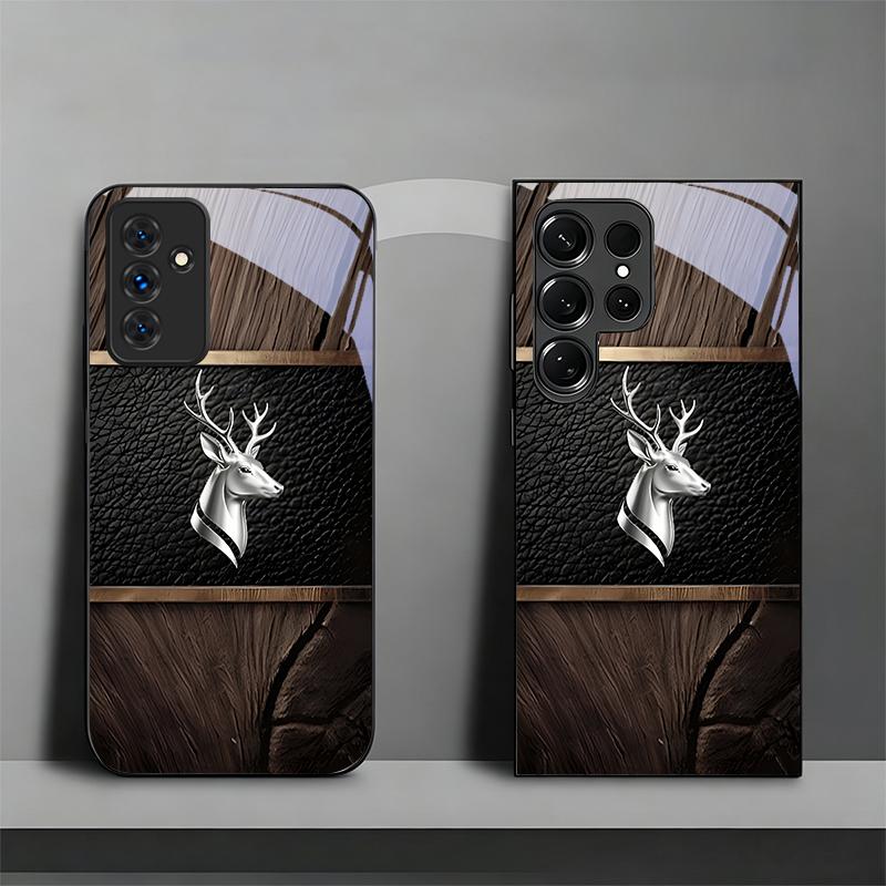Elite Metallic Stag Black Phone Case For Samsung A32 A33 A34 A35 A36 A37 A51 52 52s A53 A54 A55 A56 A57 A71 A72 A73 Glass Cover