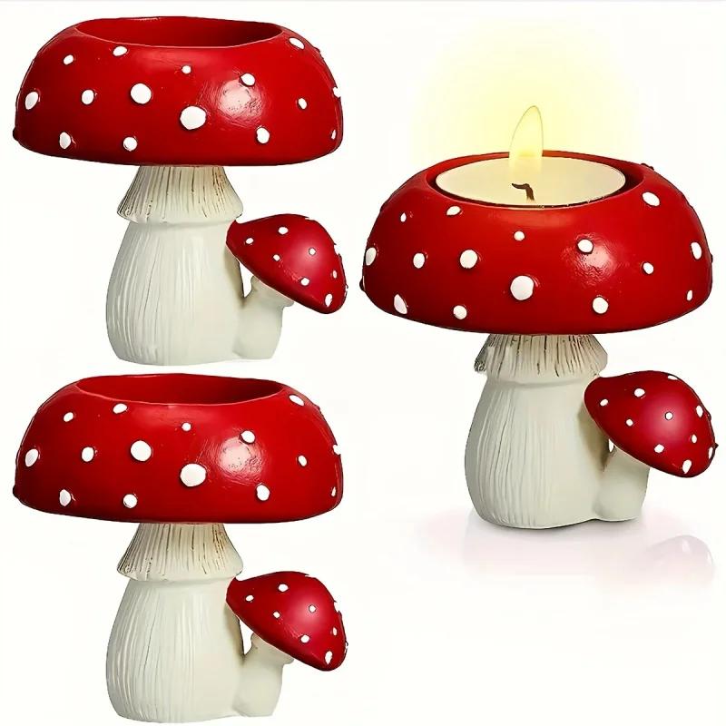 1 Piece Mushroom Candle Holder Faux Mushroom Home Decoration Mushroom Tea Candle Candle Holder Craft Decorations