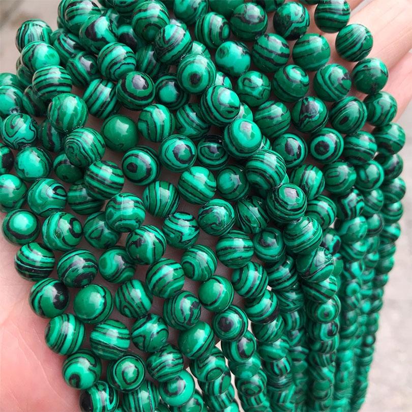 Synthetic Malachite Gemstone Round Spacer Loose Stone Beads Charm 4/6/8/10/12mm