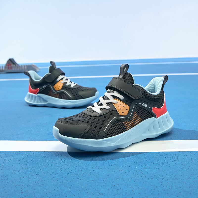 Anta Antiskid Wear-Resistant Low-Top Running Shoes Kids Sneakers Black Blue A312325523J-1