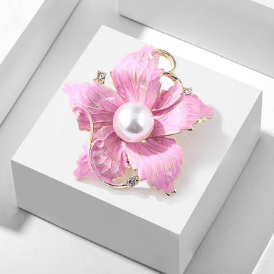 Fashion Flower Dripping Brooch Collar Pin Alloy Pearl Corsage Clothing Accessories Accessories Women