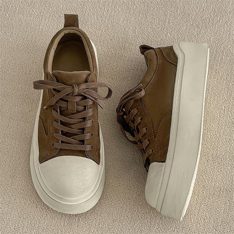 

Star same retro old Mickey big head men s shoes Merad thick baseplate shoes American lace-up biscuits canvas shoes 39