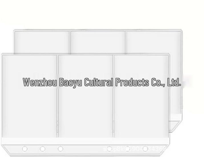 

ПВХ папка на шесть колец формата А5/А6 на молнии с многофункциональными карманами для карточек и квитанций