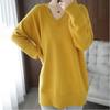 This Hottest Long Knit Sweater with a and Long A Relaxed Fit with a Touch of [xppe] Season's Trend! Women's V-neck Sleeves. Slimming, Quality.