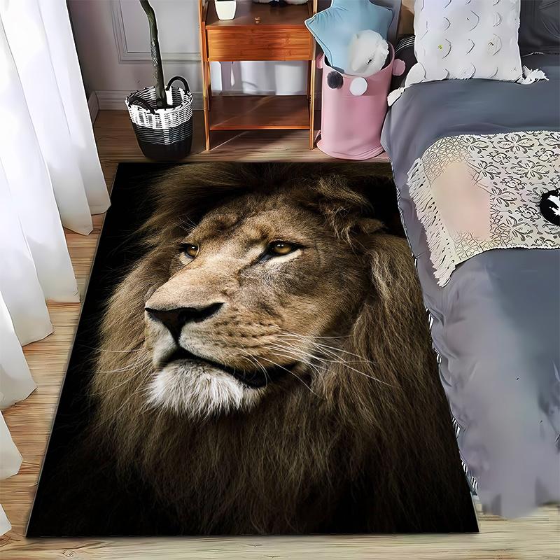 

Realistic Lion Head Portrait with Majestic Mane Print Rug Design Brown Yellow Style Suitable for use as an anti-slip for room and bedroom sofas 40x60cm( 15x23in )