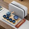 Side Pot Kung Fu Tea Set Teapot Ceramic Portable Travel Pack with Tea Tray Activity Gift Printing