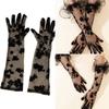 Long Lace Gloves Banquets Dress Gloves Vintage Prom Party Flower Pattern Gloves Elastic Evening Party Adult Gloves