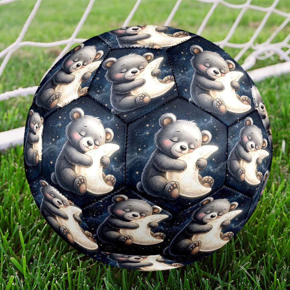 1pc Bear Moon Night Size 5 Soccer Ball Professional Match Training Football Indoor &Outdoor Sports Ball Training Ball Lightweight Durable Y41