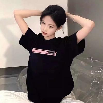 Heavy Cotton Trendy Brand Letter Printing Short-sleeved T-shirt Women's New Design Sense Niche American Half-sleeved Top