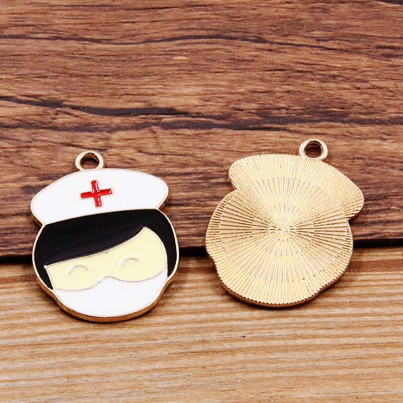 6 Style Medical Charm Jewelry: Drip Oil Stethoscope, Syringe, Heart Pendants in 2 Base Colors
