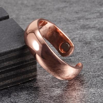 Vinterly Prstene z čistej medi Magnetické 6 mm Nastaviteľný Otvorený Manžetový Prst Dokončený Vysoká Magnetická Zdravotná Energia Pánske Minimalistické Šperky