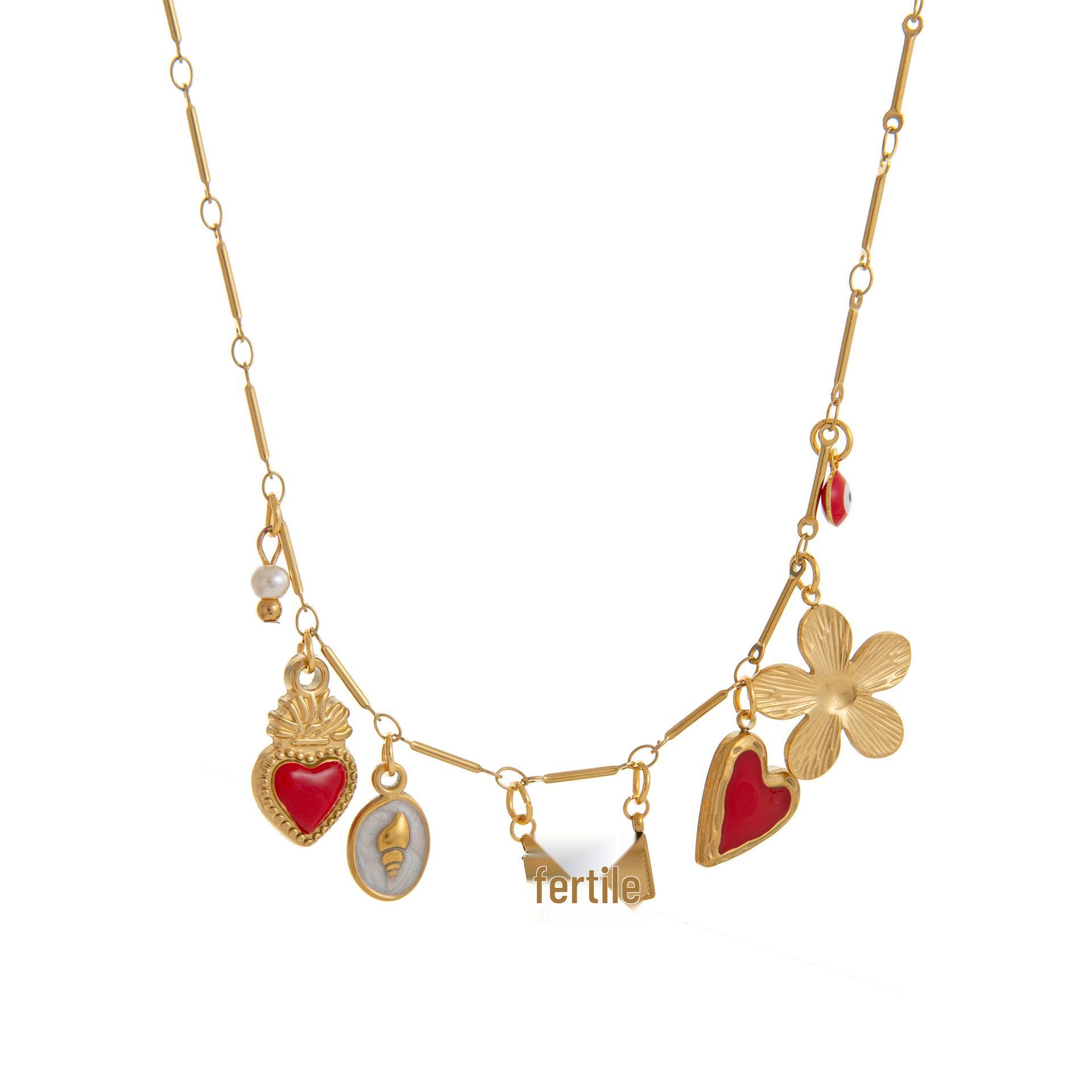 Retro Heart Pearl Radiance Necklace Pendant for Women