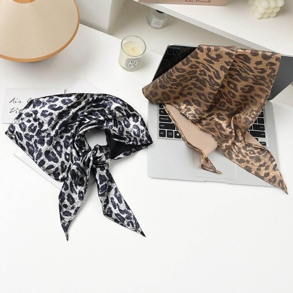 Weiches Wickel-Haartuch mit Leopardenmuster Hip-Hop Punk Bandana Kopfbedeckung Dreieckiges Kopftuch Streetwear