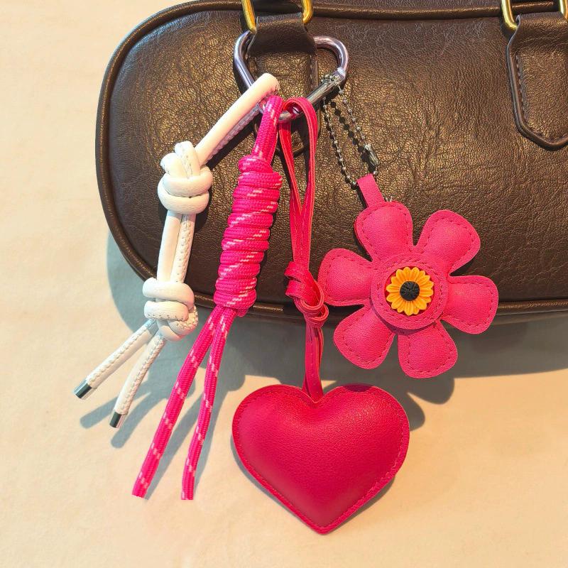 Bag Charm PU Leather Flower Bag Charm-Stylish PU Leather Charm 5 Classic Colors Bag Accessory for Handbags, Gifts