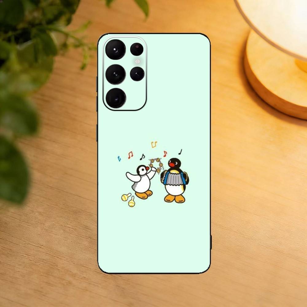Cartoon Kaiserpinguin Pingu Handyhülle für Samsung S25,24,21,22,23,30,Ultra,20,Plus,Fe,Lite,Note Weiche Schwarze Hülle