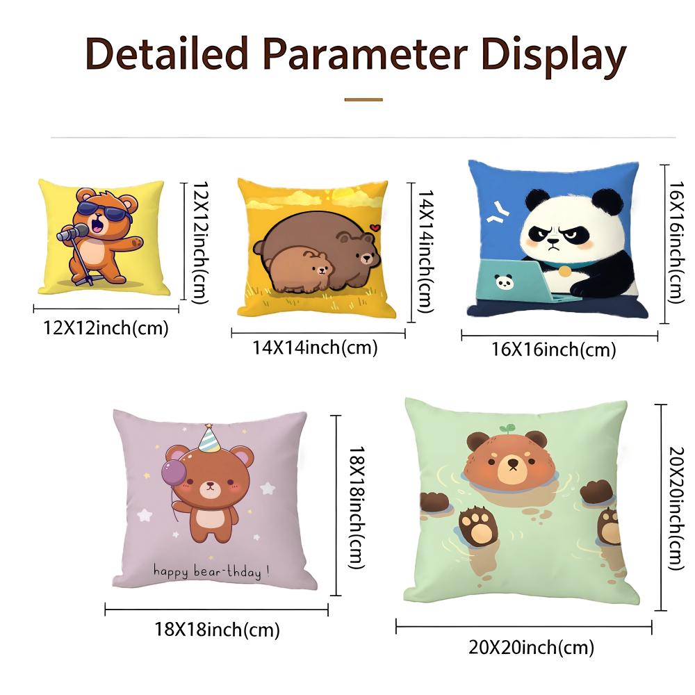 Cute Cute Little Bear Cushion Cover Cushion Cover Set 4Pcs 50X50 45X45 40X40 Pillowcase Decorative Sofa Home Decor