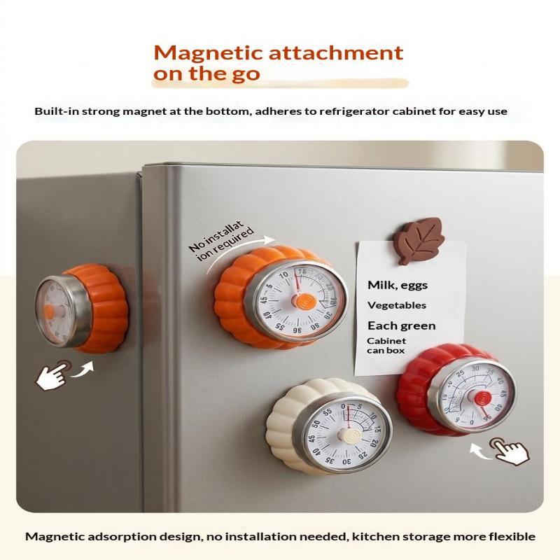 Cute Pumpkin Mechanical Timer No Battery Needed Kids Self-Discipline Timer Stands And Magnetic Kitchen Cooking Timer