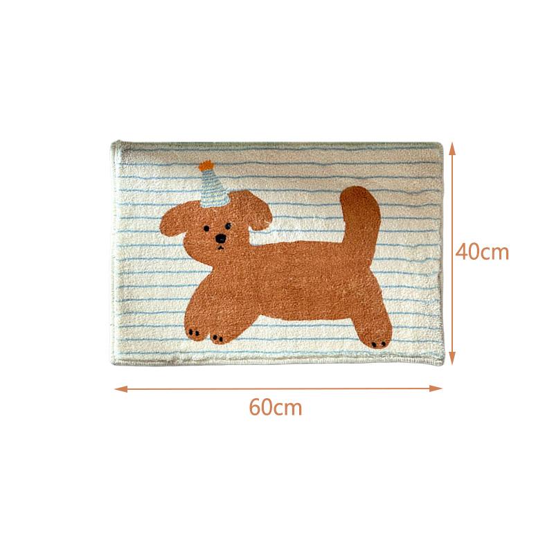 Cartoon Koreaanse Stijl Kleine Hond Nep Kasjmier Vloermat Badkamer Waterabsorberende Antislip Voetmat Slaapkamer Decoratiemat (as the picture,50X80cm)