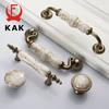 KAK Marble Lines Ceramic Cabinet Handles Zinc Alloy Drawer Knobs Wardrobe Door Handles Antique Bronze European Furniture Handle