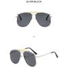 Women's sunglasses, men's and women's fashion large-frame double-beam metal sunglasses