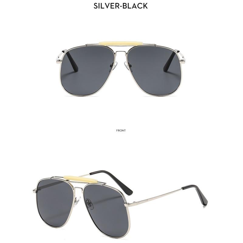 Women's sunglasses, men's and women's fashion large-frame double-beam metal sunglasses