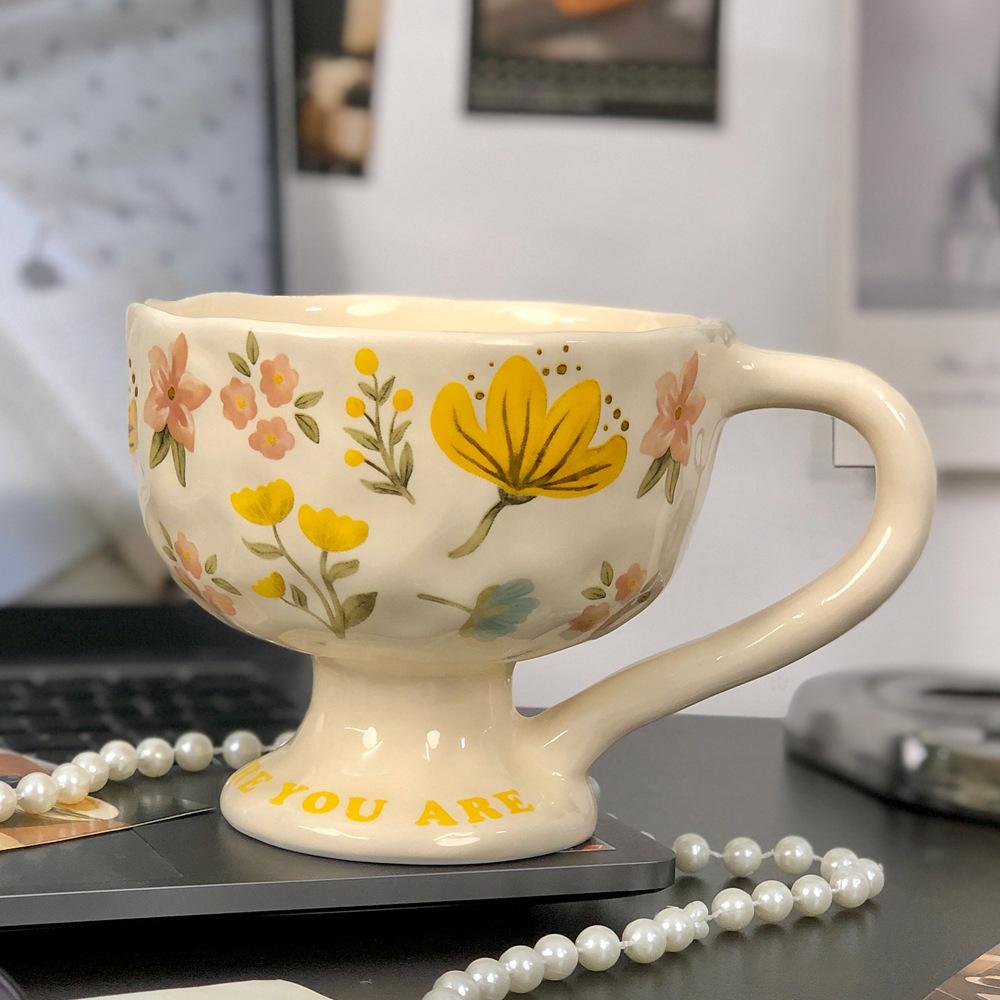 Creative Cute Coffee Mug Flower Cute Cup for Women Girl Handmade Mugs for Latte Milk Tea  Mother’s Day Birthday Christmas Gifts