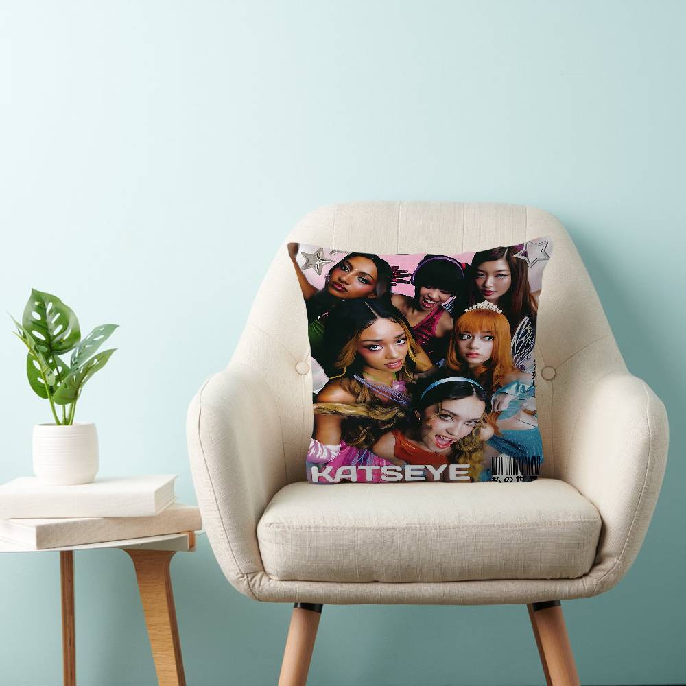 Band K-Katseye Pillow Anime Pillow Sofa Bed Head Pillow Cover Cushion Cover 45X45 Cm Fashion