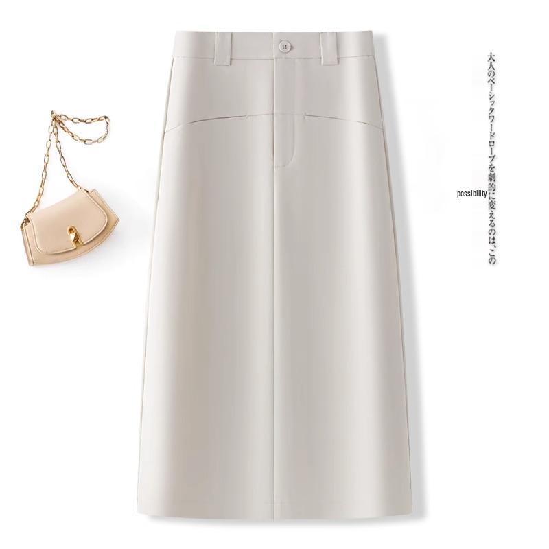 

Лето 2025 Женская юбка миди А-силуэта с облеганием бедер - Универсальная, стройнящая, повседневная мода M слоновая кость