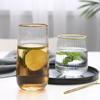 Japanese Gold Silm Vertical Grain Glass Cup 450/520MLHeat-Resistant Household Simple Cups for Cofffee Milk Juice Bar Drinkware