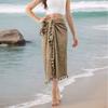 Women's One Piece Pareo Beach Wrap Skirt  Flowy Tassel Maxi Skirt, Sarong Cover Up for Vacation 1014