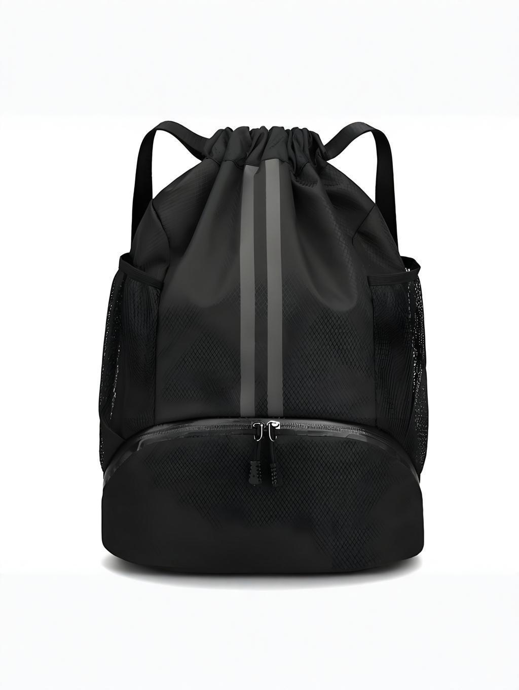 

Men s Sports Drawstring Backpack: Wet/Dry, Basketball Shoes & Double Shoulder School Bag 25L чорний