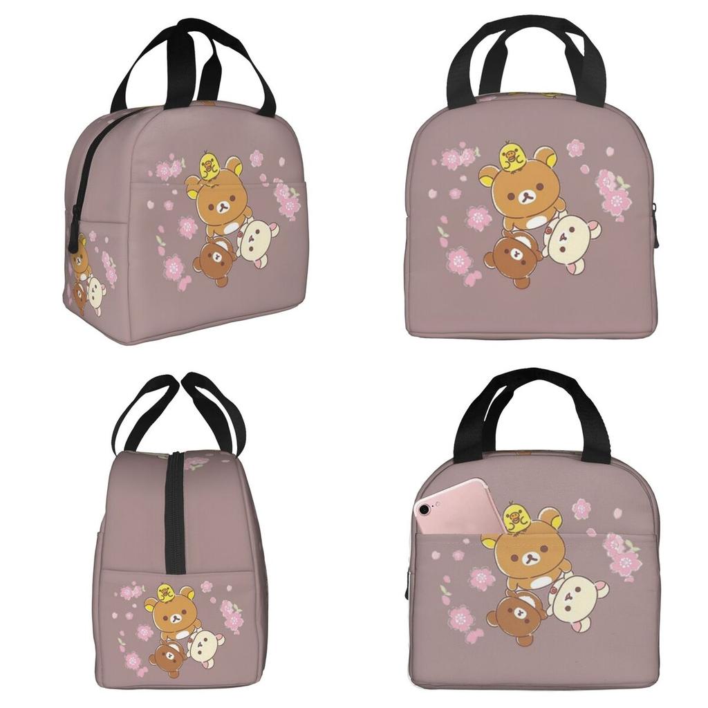 Rilakkuma Sakura Insulated Lunch Bag for Women Office Cooler Thermal Food Box Tote Leakproof Lunch Boxes Container