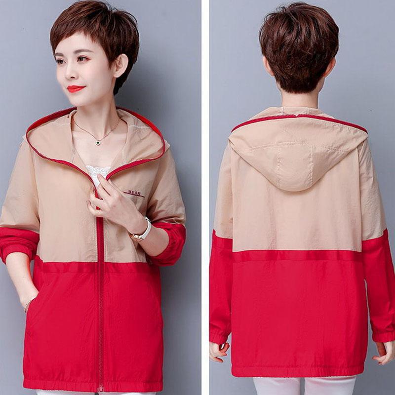 Sonnenschutzkleidung Damen Neue Kapuzenjacke Lockere Lässige Sonnenschutzkleidung UV-Schutz Dünnmantel Reißverschluss Strickjacke Mantel