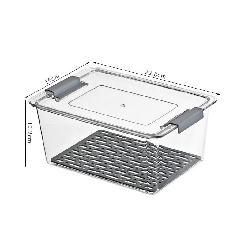Refrigerator Food Storage Container with Drainer and Divider
