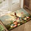 VIKAMA Easter Welcome Doormat Cute Bunny Easter Eggs Living Room & Bedroom Rug Kitchen & Bathroom Absorbent Foot Mat Home Decor