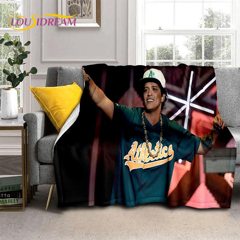 Bruno Mars 3D Singer Star Soft Flannel Blankets,Throw Blanket Comfortable Blanket for Picnic Beds Home Bedroom Cover Kids Gift