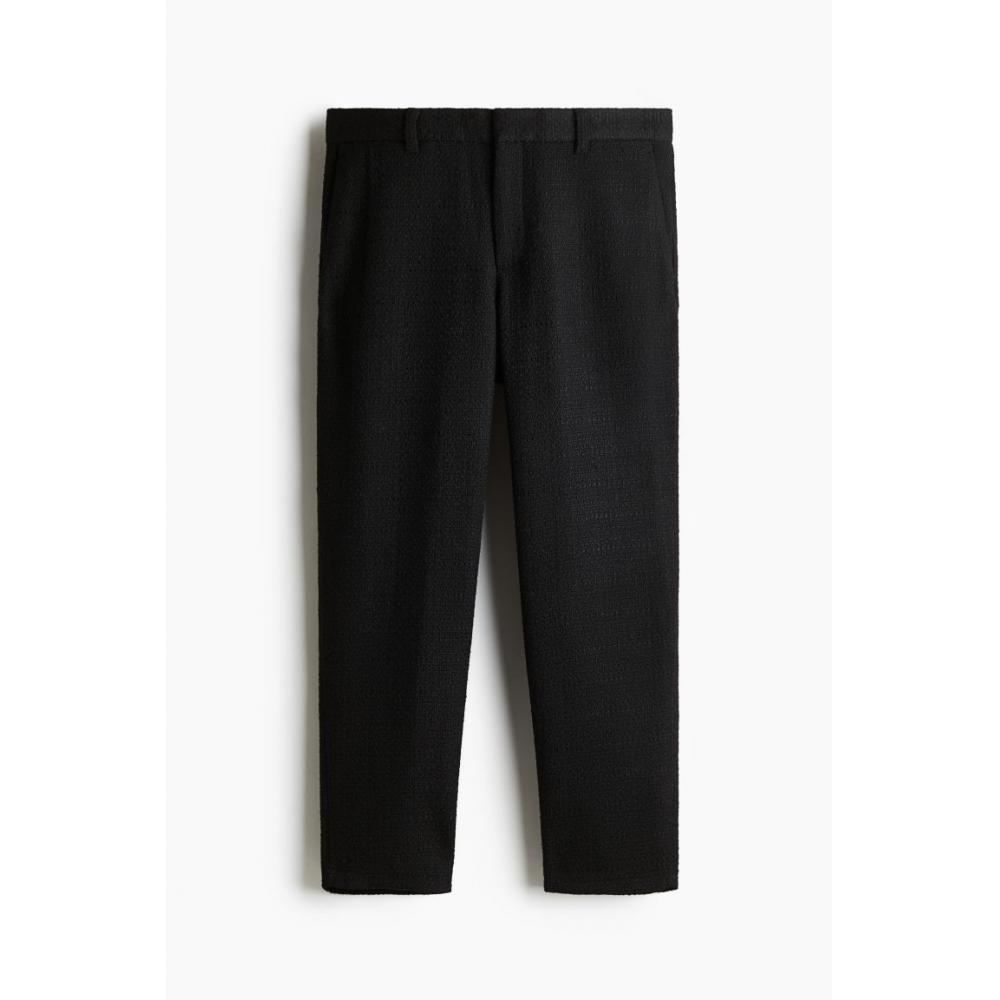H M Cropped Trousers Regular Fit Black