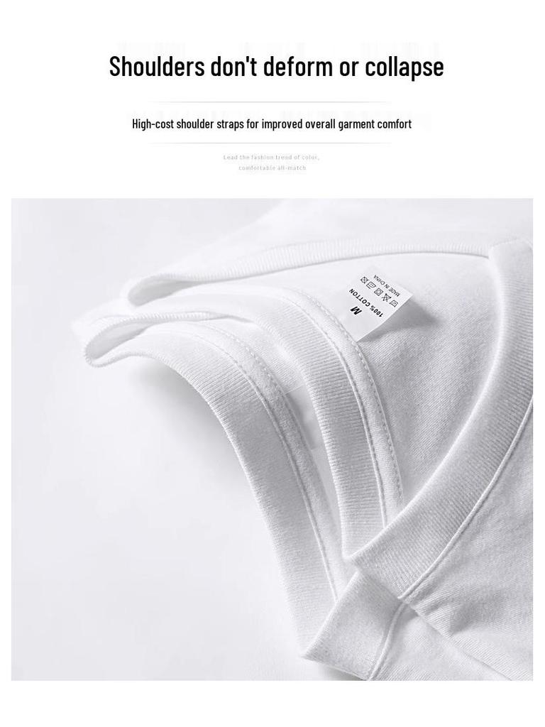 Women's Plus Size White V-Neck Loose Fit Cotton T-Shirt, Short Sleeve, Hong Kong Chic Style.