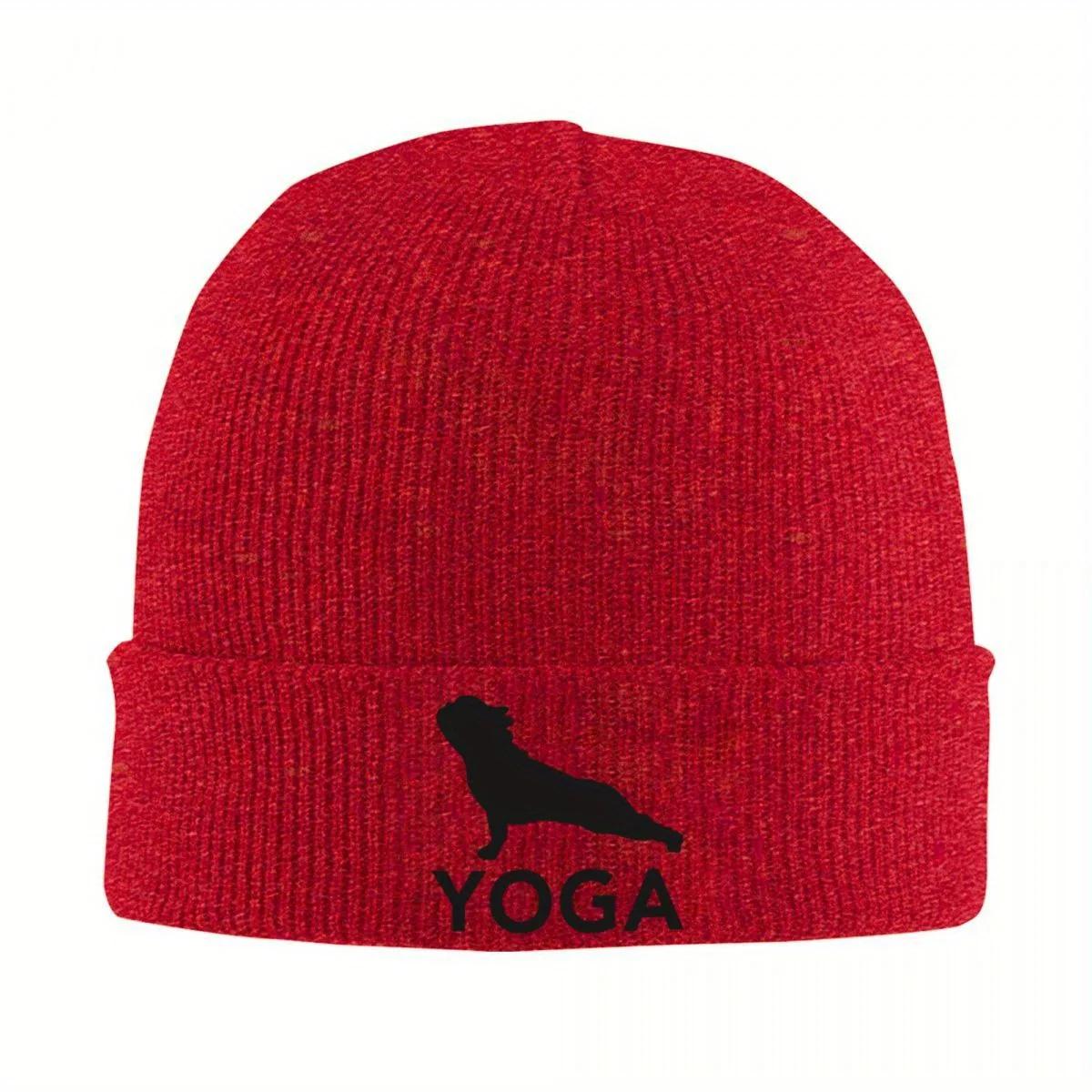 

New French Bulldog Loves Yoga Knitted Caps Womens Unisexs Beanies Autumn Winter Hat Casual Cap