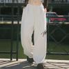 Graue Hip-Hop-Jazzhosen im amerikanischen Stil: Bestickte Herbst-Jogginghosen mit weitem Bein und lockerem Schnitt