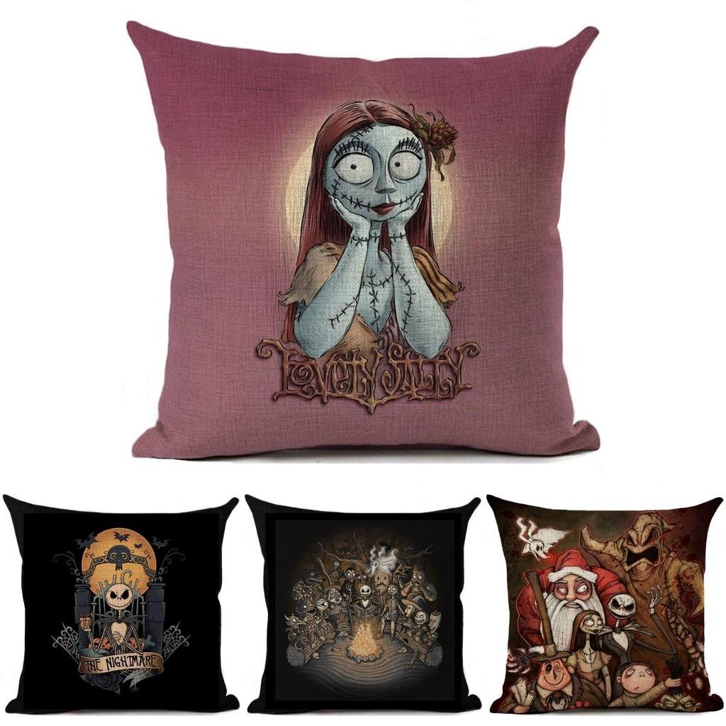 Nightmare Before Christmas Cotton Linen Throw Pillow Case Sofa Cushion Cover Home Decor